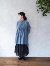 [maison de soil] インディゴシャンブレーピンタックチュニック